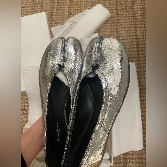 Brand New Maison Martin Margiela Metallic Silver Flats - Picture 2 of 4